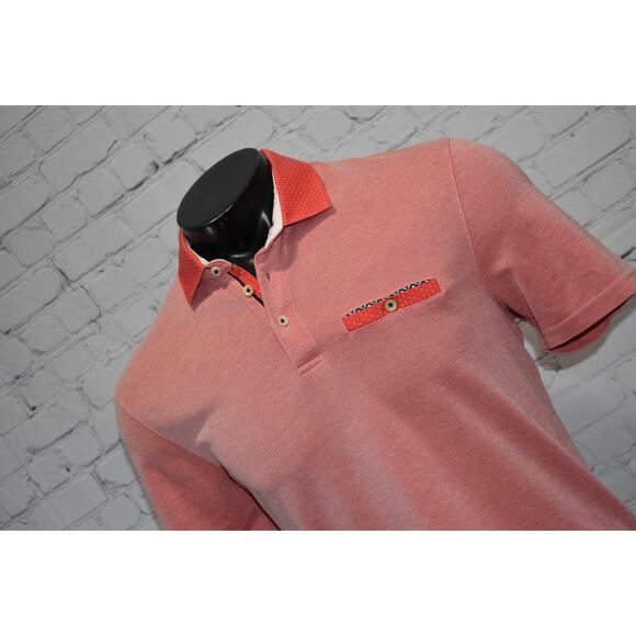 Ted Baker London Golf Polo Shirt Mens Size 5 Medium Pink Performance Polyester - Picture 4 of 7